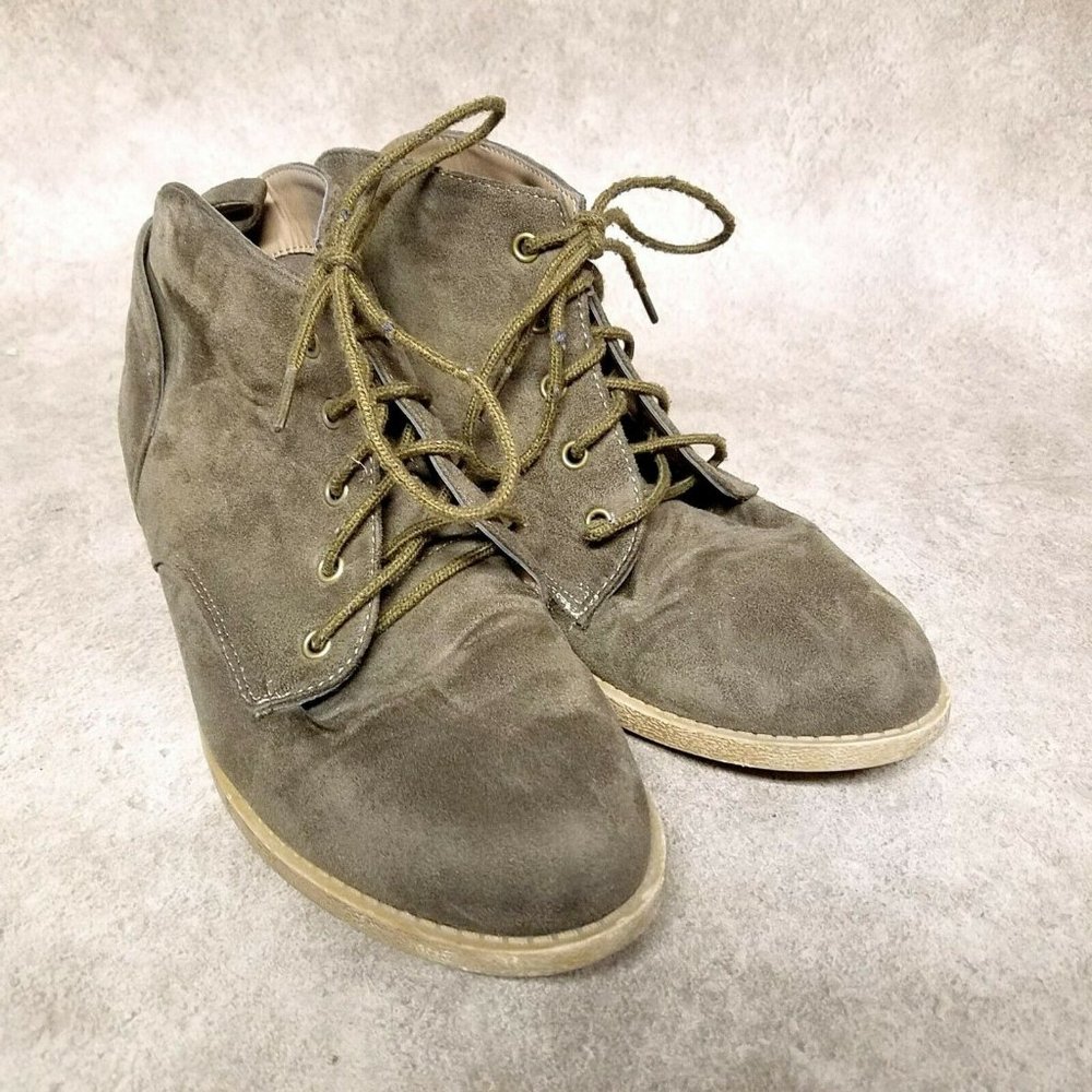 Attention Mens   Size 9 Brown Green Lace Up Chukka Ankle Boot Booties